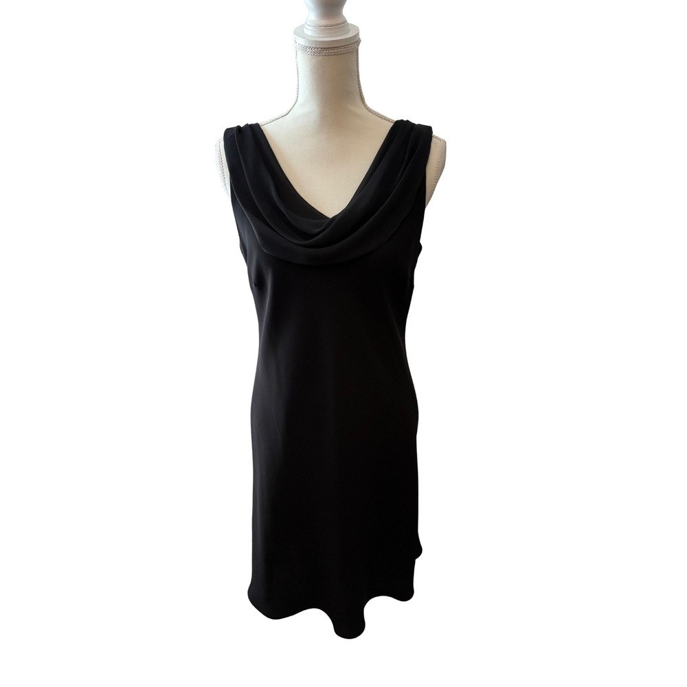 VTG SL Fashions Black Cowl Neck Low Back Evening Wear Dress Size 10